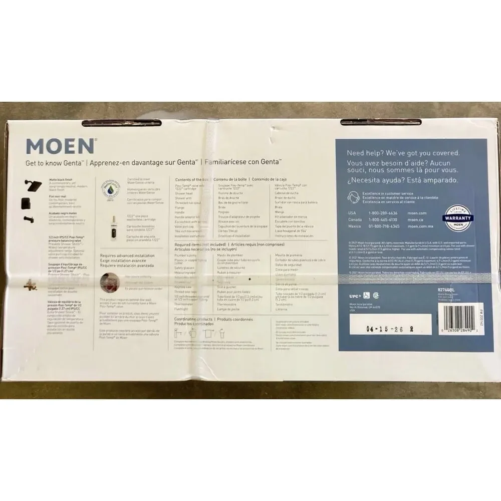 Moen Genta Tub and Shower Faucet - Matte Black - New Never Opened